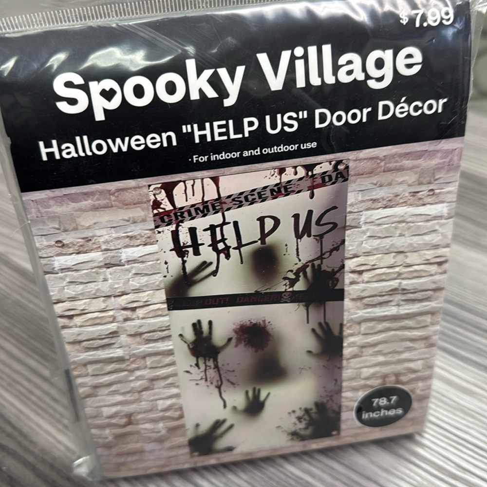 Spooky Village Halloween “Help Us” Door Decor for indoor and outdoor use new
